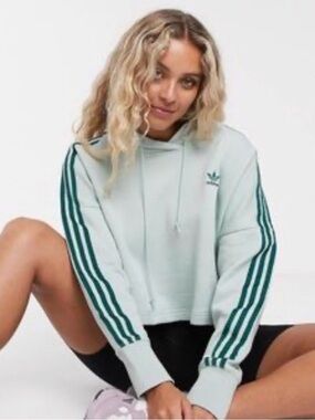 Adidas Originals Adicolor Cropped Hoodie in Mint Green